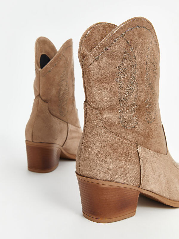 Süet Görünümlü Kadın Kovboy Çizme - Görsel 6