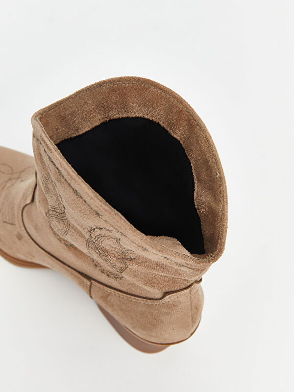 Süet Görünümlü Kadın Kovboy Çizme - Görsel 7