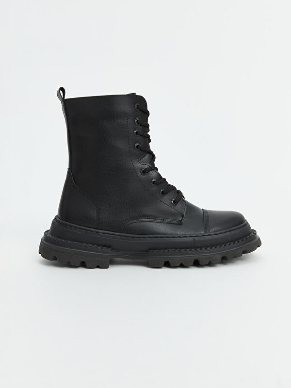 Bağcıklı Deri Görünümlü Erkek Bot - Görsel 3