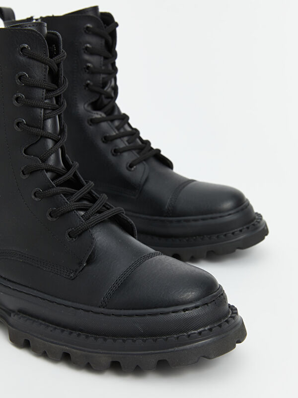 Bağcıklı Deri Görünümlü Erkek Bot - Görsel 4