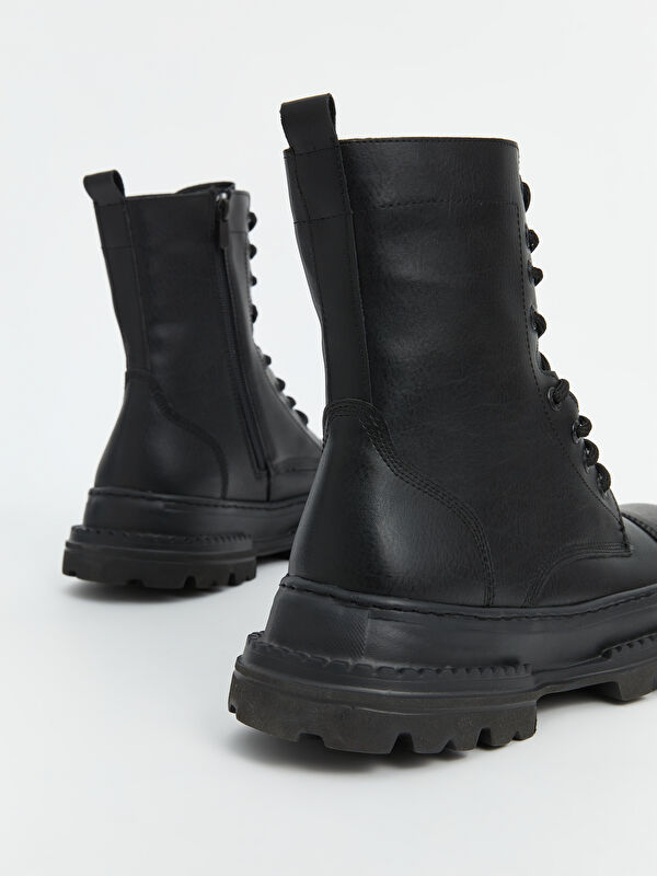 Bağcıklı Deri Görünümlü Erkek Bot - Görsel 6