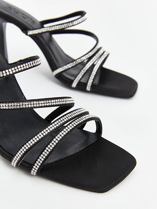 Çapraz Bantlı Taş Detaylı Kadın Topuklu Ayakkabı - Görsel 8