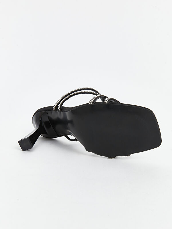 Çapraz Bantlı Taş Detaylı Kadın Topuklu Ayakkabı - Görsel 9