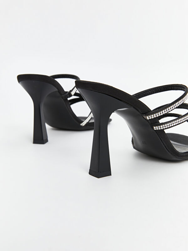 Çapraz Bantlı Taş Detaylı Kadın Topuklu Ayakkabı - Görsel 10