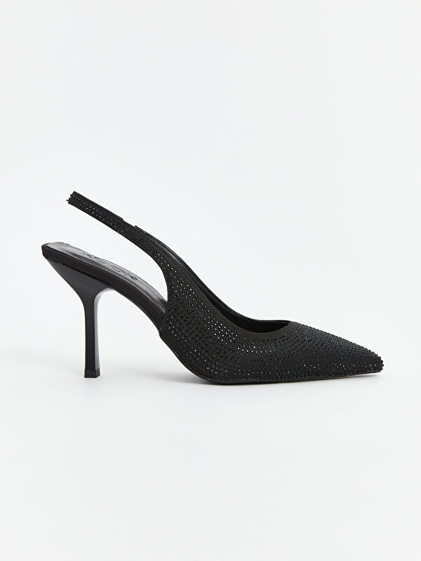 Sivri Burunlu Taş Detaylı Kadın Topuklu Ayakkabı - Görsel 7