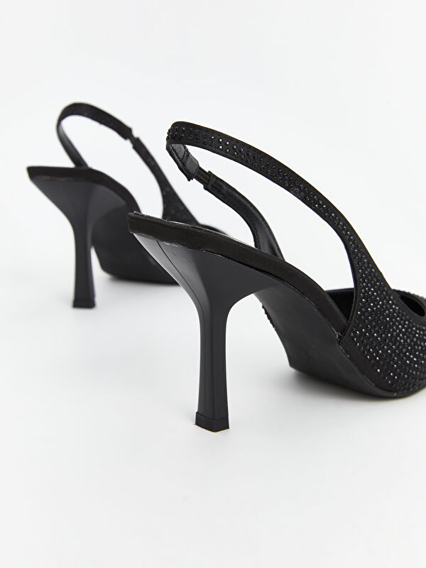 Sivri Burunlu Taş Detaylı Kadın Topuklu Ayakkabı - Görsel 10