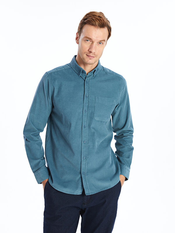 LCWAIKIKI Classic Regular Fit Long Sleeve Velvet Men's Shirt