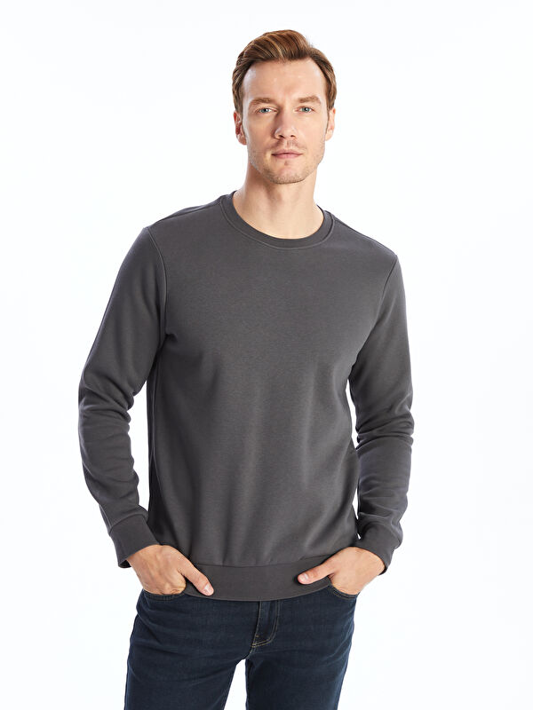 LCWAIKIKI Basic Bisiklet Yaka Erkek Kalın Sweatshirt