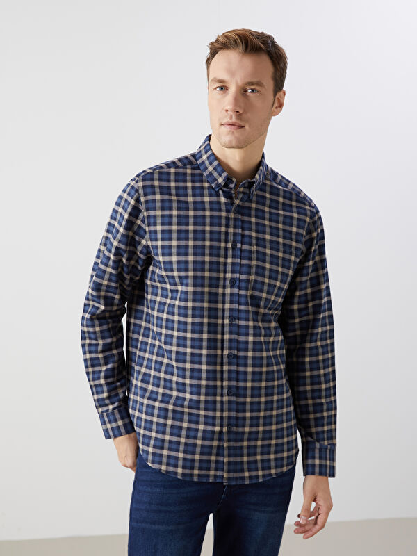 LCWAIKIKI Classic Ekose Gabardin Erkek Gömlek