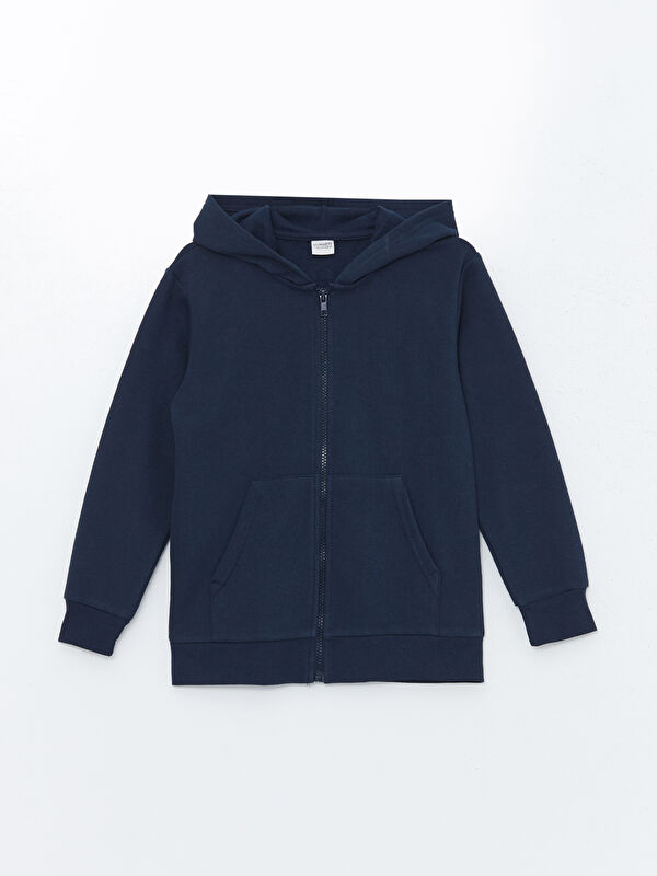 LCW Kids Kapüşonlu Erkek Çocuk Kalın Fermuarlı Sweatshirt