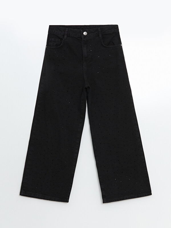 LCW Kids Wideleg Taşlı Kız Çocuk Jean Pantolon