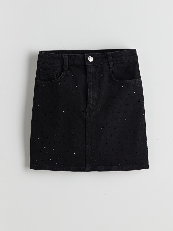 LCW Kids Taşlı Kız Çocuk Jean Etek