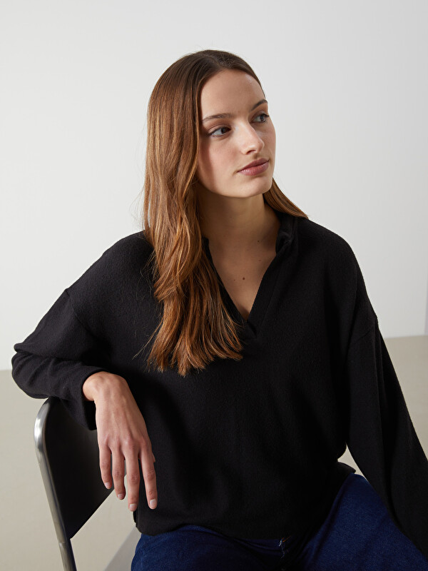 LCW Comfort Polo Yaka Kadın Sweatshirt