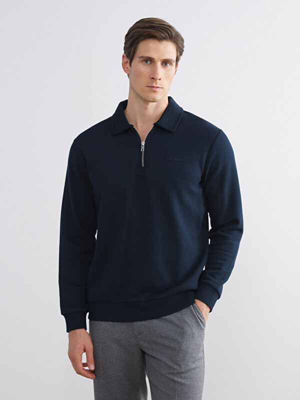 SOUTHBLUE Polo Yaka Uzun Kollu Erkek Sweatshirt