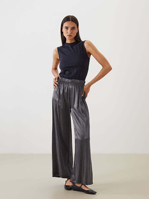 LCW Modest Beli Lastikli Parlak Görünümlü Kadın Pantolon