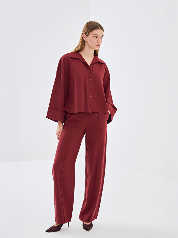 LCW Vision Elastic Waist Wide Leg Women's Trousers