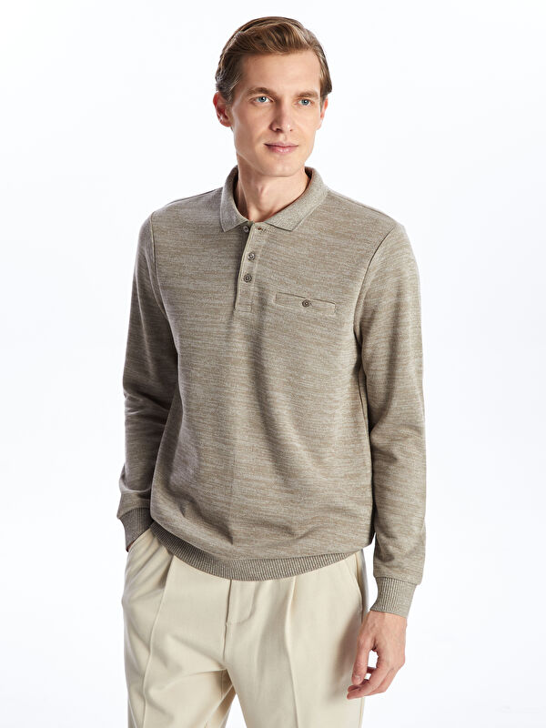 LCWAIKIKI Classic Polo Neck Long Sleeve Men's Sweatshirt