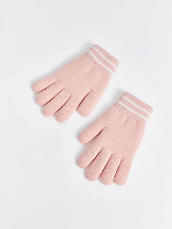 LCW ACCESSORIES Çizgi Nakışlı Kız Çocuk Eldiven