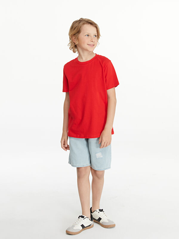LCW Kids Bisiklet Yaka Basic Kısa Kollu Erkek Çocuk Tişört