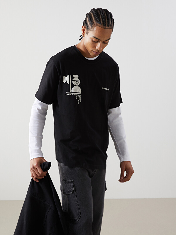 XSIDE Crew Neck Short Sleeve Printed Combed Cotton Men's T-shirt