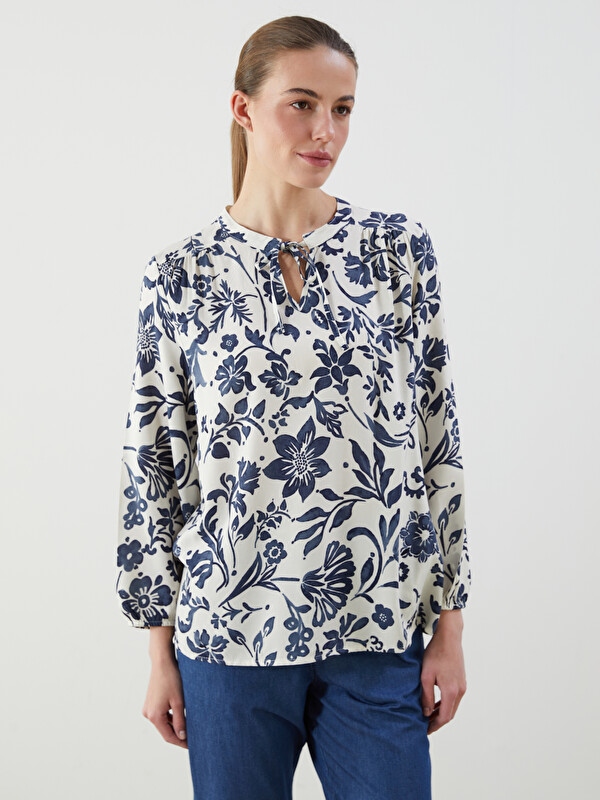LCWAIKIKI Classic Tie Neck Patterned Blouse