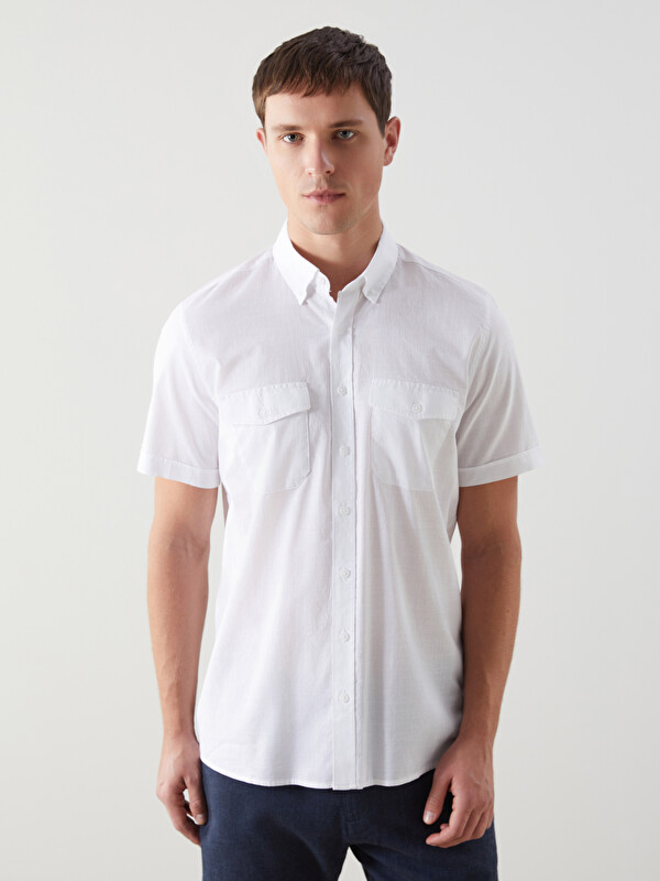 LCWAIKIKI Classic Slim Fit Kısa Kollu Poplin Erkek Gömlek