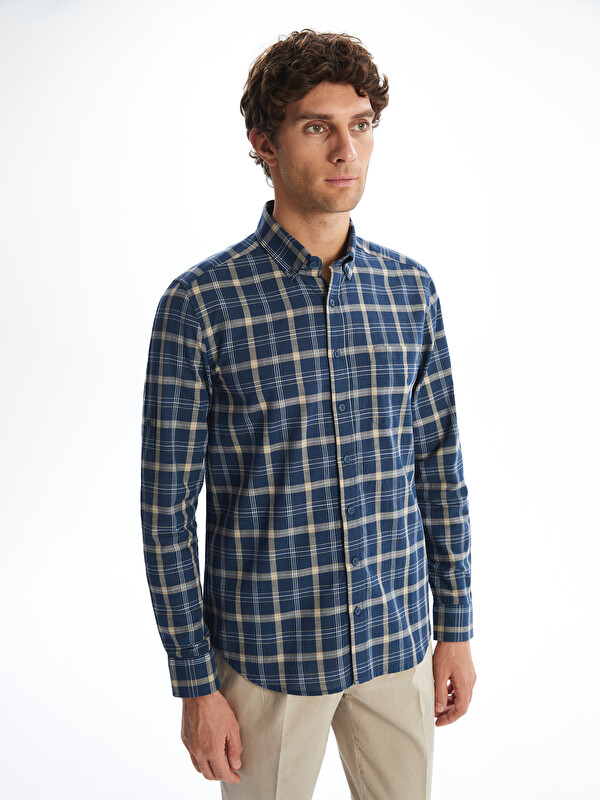 LCWAIKIKI Classic Regular Fit Uzun Kollu Ekose Poplin Erkek Gömlek