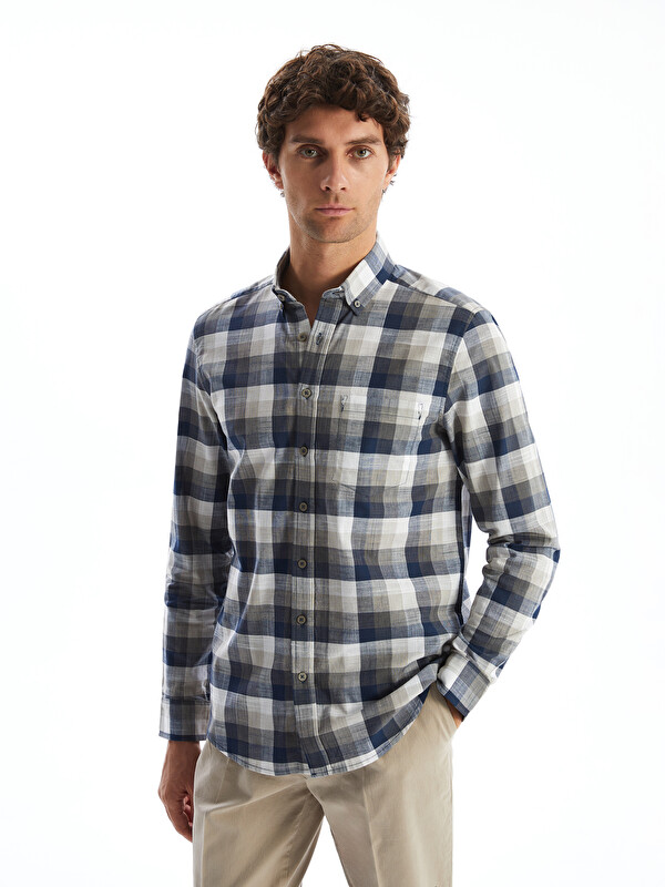 LCWAIKIKI Classic Regular Fit Long Sleeve Plaid Poplin Men's Shirt