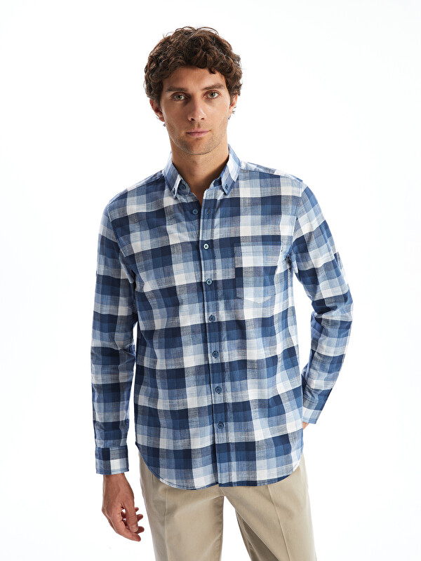 LCWAIKIKI Classic Regular Fit Long Sleeve Plaid Poplin Men's Shirt