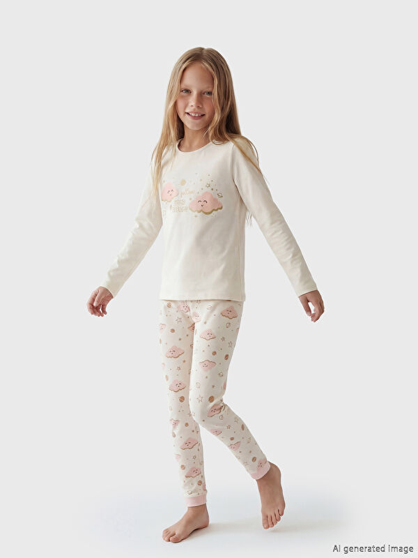 LCW Kids Bisiklet Yaka Kız Çocuk Pijama Takımı