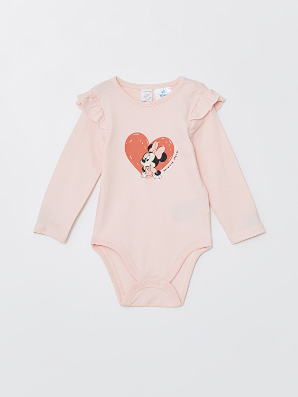 LCW baby Minnie Mouse Baskılı Kız Bebek Çıtçıtlı Body