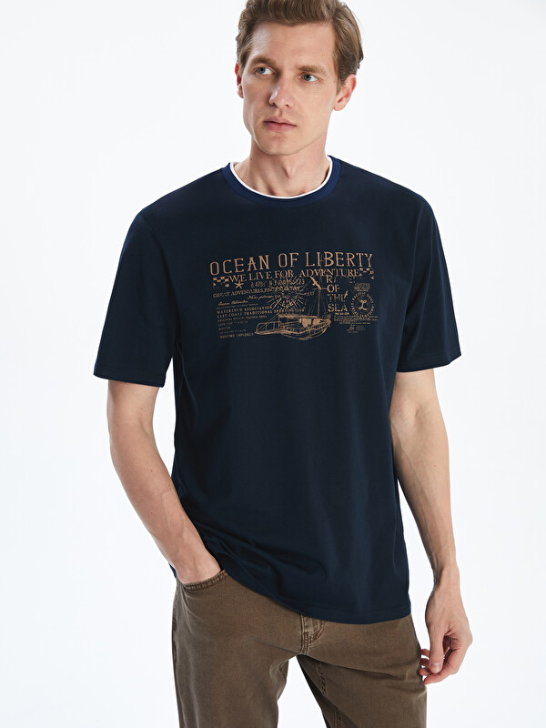 LCW Casual Crew Neck Printed Jersey Men's T-Shirt