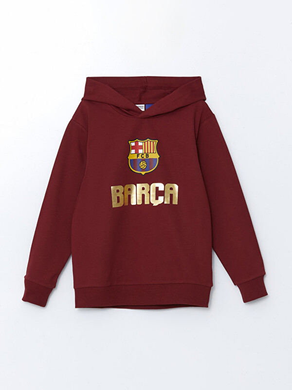 LCW Kids Kapüşonlu Barcelona Baskılı Erkek Çocuk Sweatshirt