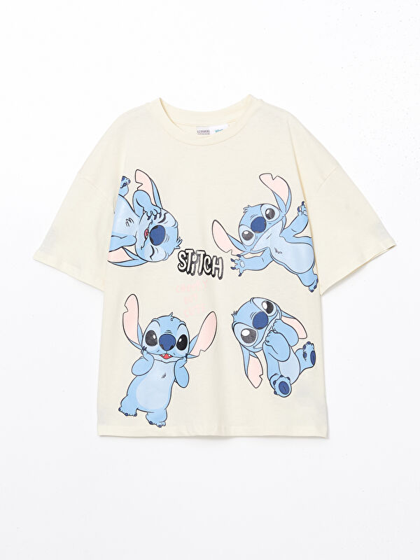 LCW Kids Crew Neck Stitch Printed Girls' T-Shirt