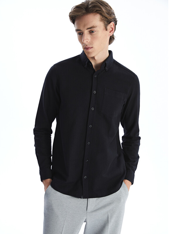 LCWAIKIKI Classic Regular Fit Uzun Kollu Keten Karışımlı Erkek Gömlek