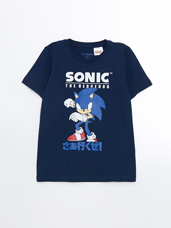 LCW Kids Bisiklet Yaka Sonic Baskılı Erkek Çocuk Pijama Üst