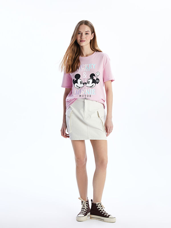 XSIDE Crew Neck Mickey and Minnie Mouse Printed Women's T