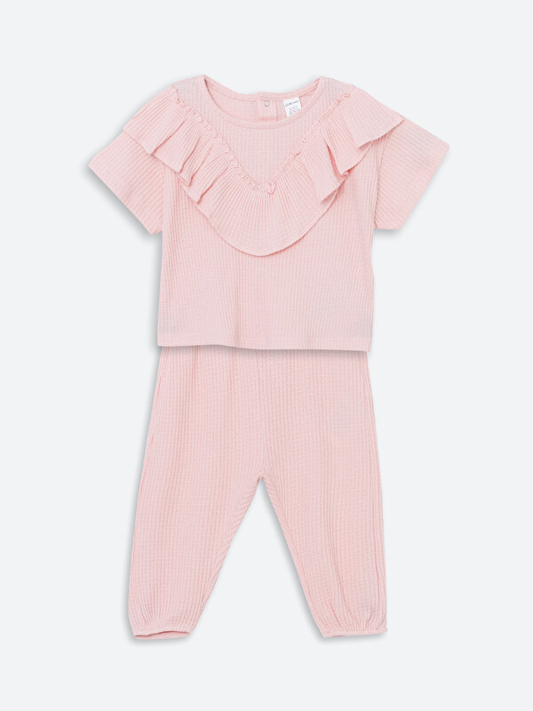 LCW baby Beli Lastikli Basic Kız Bebek Jogger Pantolon