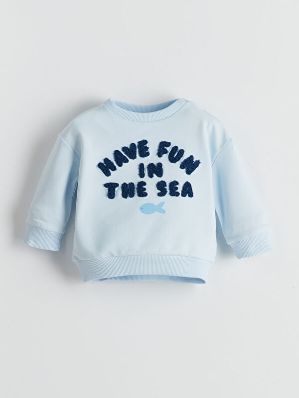 LCW baby Bisiklet Yaka Baskılı Erkek Bebek Sweatshirt