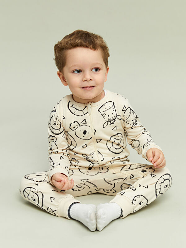 LCW baby Fermuarlı Baskılı Erkek Bebek Tulum