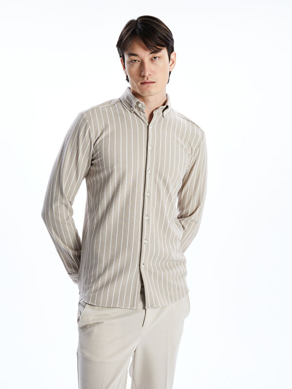 SOUTHBLUE Slim Fit Uzun Kollu Çizgili Erkek Gömlek