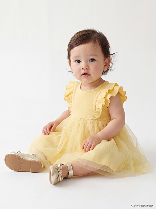 LCW baby Basic Lace Tulle Baby Girls' Dress