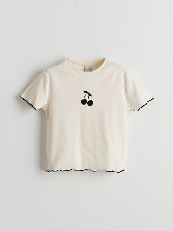 LCW Kids Bisiklet Yaka Kız Çocuk Crop Tişört