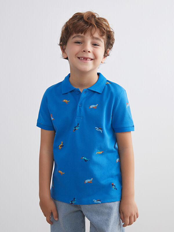 LCW Kids Polo Yaka Baskılı Erkek Çocuk Tişört