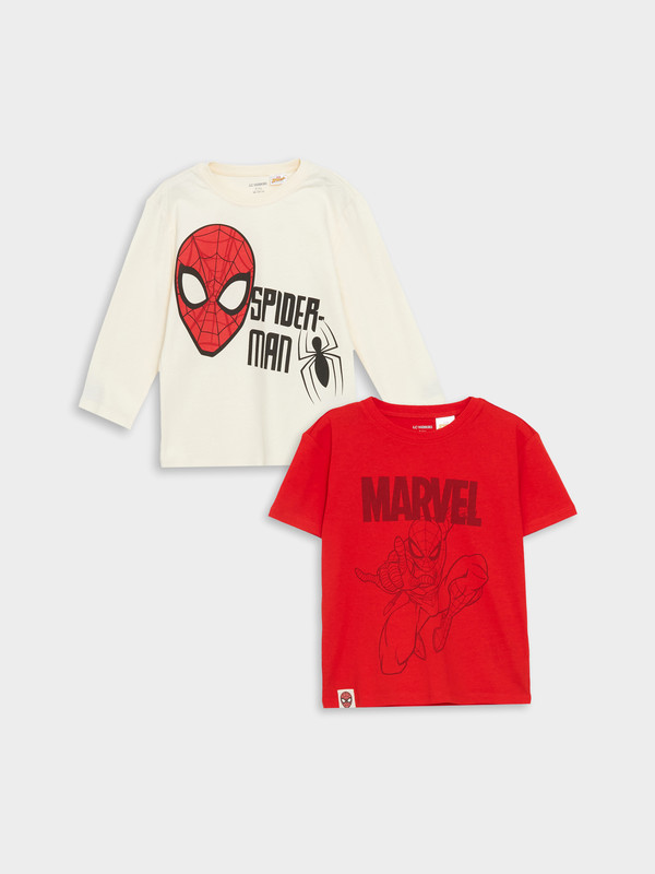 LCW Kids Crew Neck Spider-Man Printed Boys' T-Shirt 2 Pack