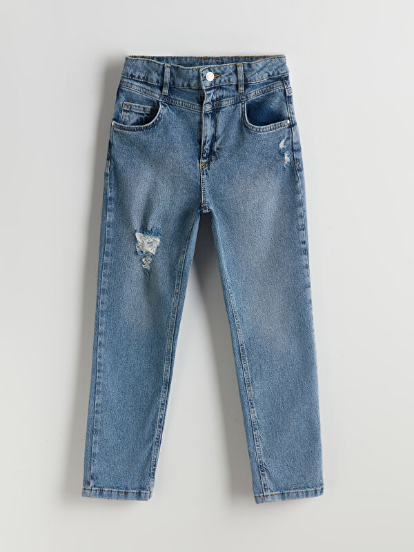 LCW Kids Yırtık Detaylı Kız Çocuk Jean Pantolon