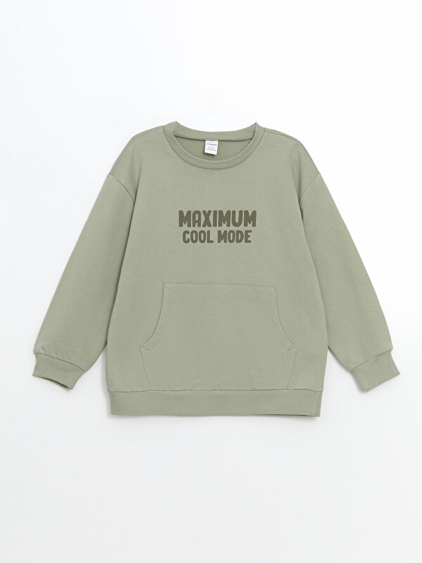 LCW Kids Bisiklet Yaka Baskılı Erkek Çocuk Sweatshirt