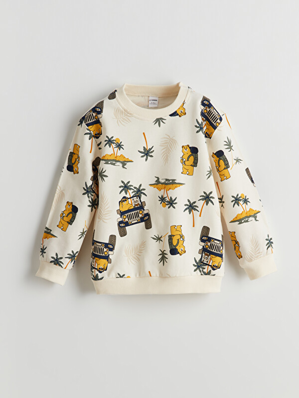 LCW Kids Bisiklet Yaka Baskılı Erkek Çocuk Sweatshirt
