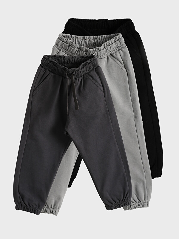 LCW Kids Pantalons de survêtement jogger basiques pour Garçons, Lot de 3 pièces