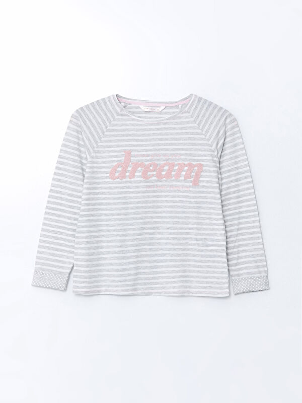 LCW DREAM Bisiklet Yaka Nakışlı Kadın Pijama Üst